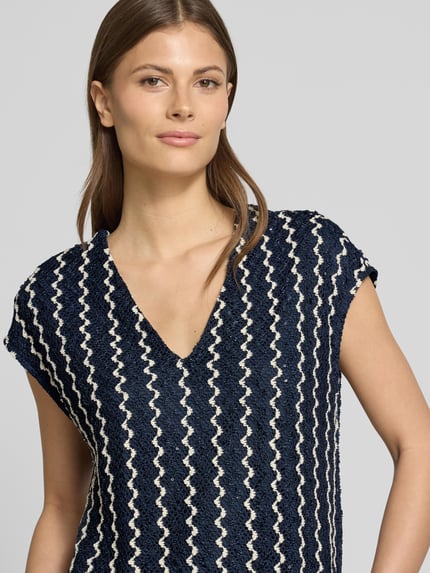 VILA T-shirt z dekoltem w serek model ‘ELLEN’ Granatowy 3