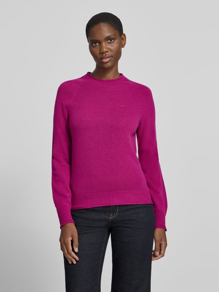 Lacoste sweter z czystej wełny o kroju regular fit Mocnoróżowy 4