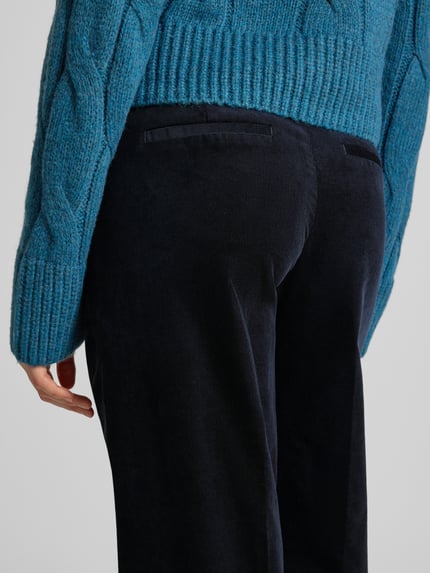 Tom Tailor Wide Leg Marlenehose aus Baumwoll-Mix Dunkelblau 3