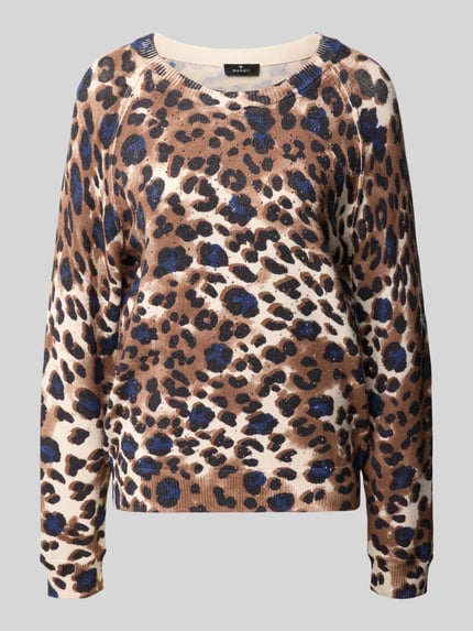 monari Strickpullover aus Viskose-Mix im Allover-Look Cognac 1