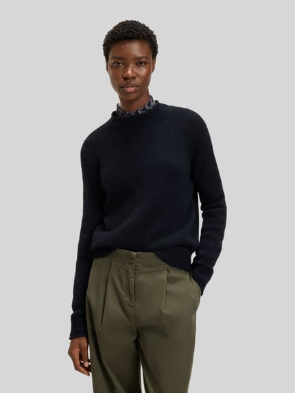 BOSS Orange Regular Fit Strickpullover aus Woll-Mix mit Alpaka Modell 'C_FESPERANASY' Dunkelblau 4