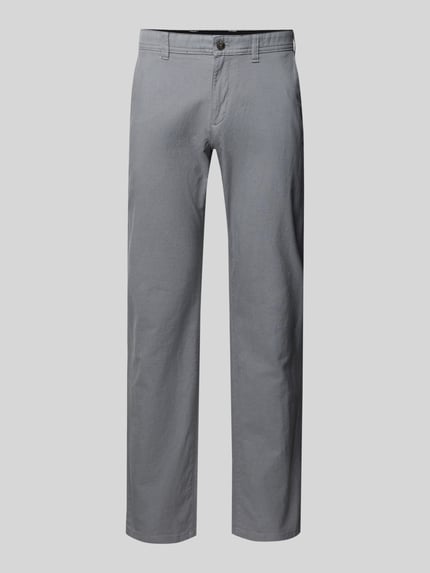Produktfoto, Stoffhose mit Gesäßtaschen von MCNEAL in Grau, gerade geschnitten, Baumwoll-Mix mit Bio-Baumwoll-Anteil, sichtbare Taschen und Verschluss