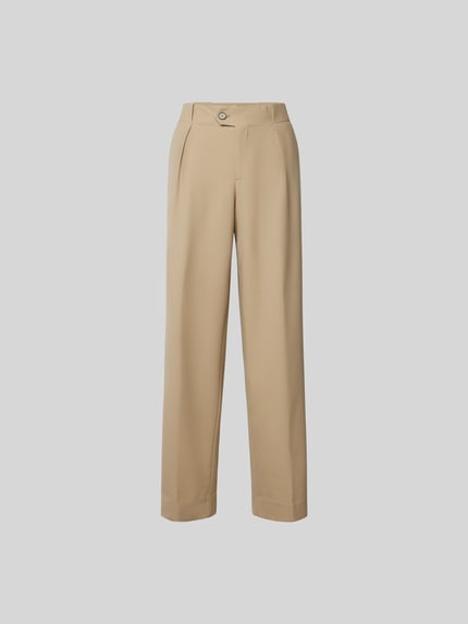 Closed Stoffen broek met scheerwol Middenbruin - 2