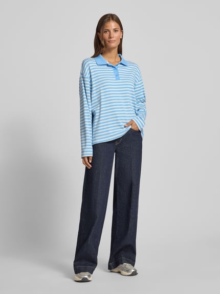 LOLLYS LAUNDRY Koszulka polo o kroju regular fit z krótką listwą guzikową model ‘Moby’ Jasnoniebieski 1