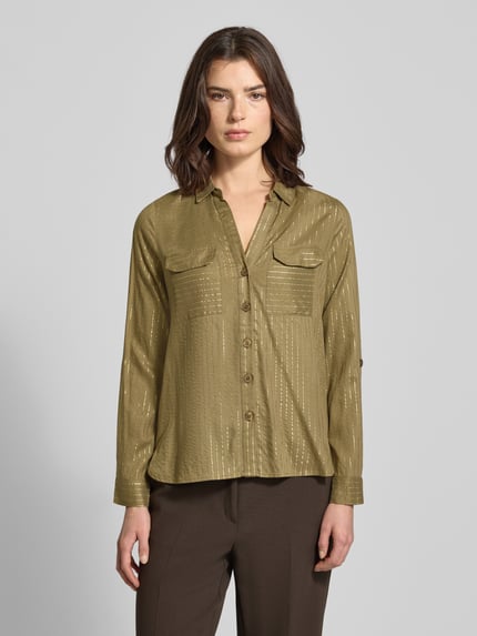 VERO MODA Bluzka koszulowa o kroju regular fit z mieszanki wiskozy model ‘BUMPY’ Oliwkowy 4