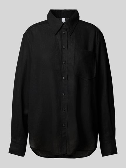 YAS Relaxed Fit Leinenbluse Modell 'FLAXY' Black 2