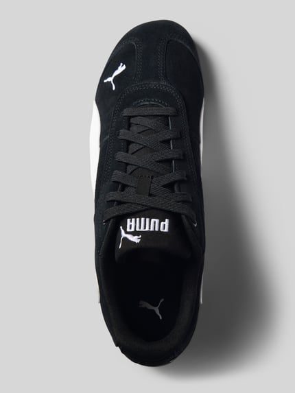 Productfoto, Sneaker aus Leder-Mix mit Logo-Stitching van PUMA voor heren in zwart en wit met vetersluiting en labeldetails, leertextuur