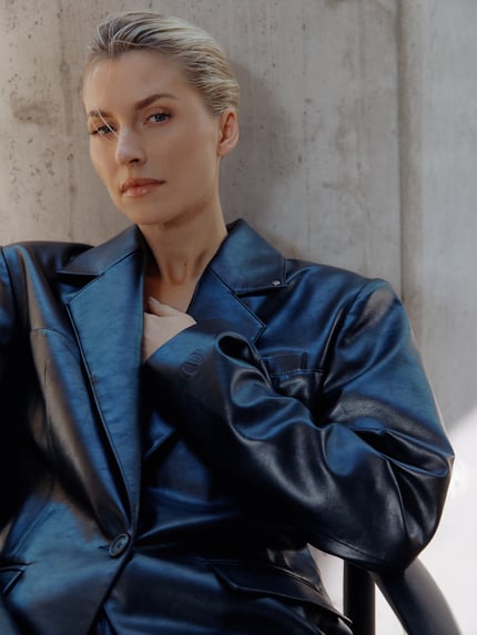 LeGer Blazer in Leder-Optik Modell 'Insa' - LeGer Studio Kollektion Black 6