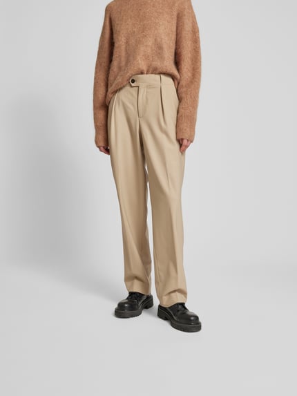 Closed Stoffen broek met scheerwol Middenbruin - 4