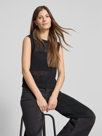 Christian Berg Woman Stricktop mit Lochmuster Black 3