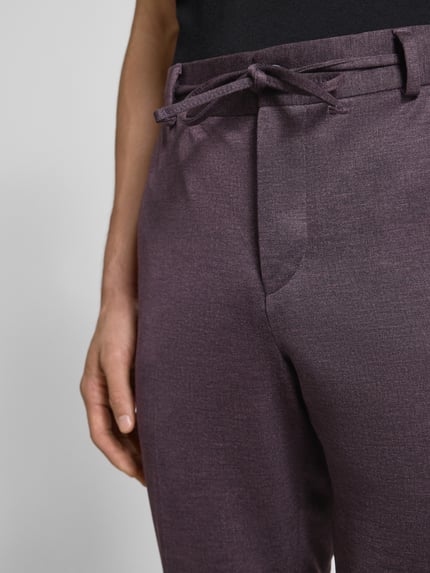 Zuitable Slim fit broek met vetersluiting, model 'SpartaFlex' Aubergine - 3
