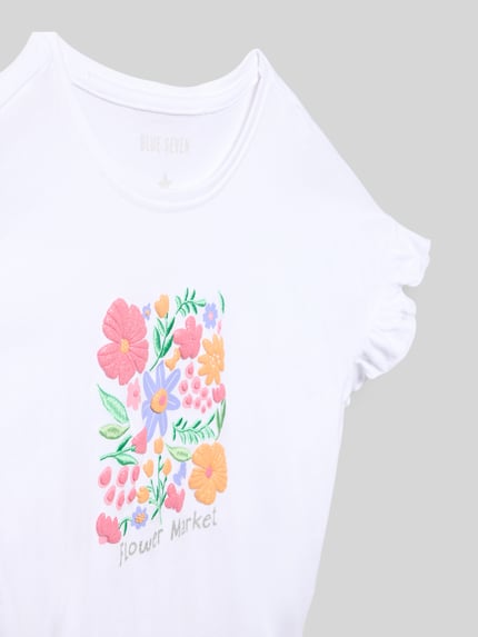 Blue Seven Regular Fit T-Shirt mit Motiv-Print Weiss 2