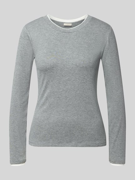 Produktfoto, Longsleeve mit Viskosen-Anteil Modell 'ALVIN' von FREE/QUENT, szara gładka dzianina, krój slim fit, dekolt okrągły, długość tyłu 57 cm w rozmiarze S