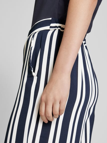 VILA Wide leg broek met streepmotief, model 'RASHA' Marineblauw - 3