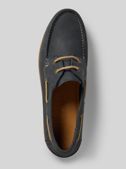 Productfoto, Schnürschuhe aus echt leer model 'NADAL 2C' van Marc O'Polo, unikleuring, afgeronde neus, blokhak, gestructureerde zool, generfd leer.