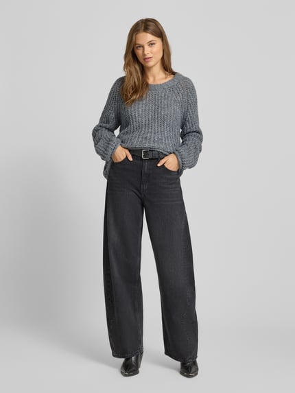 Smith and Soul Sweter z dzianiny o kroju relaxed fit z dodatkiem moheru Ciemnoszary 1