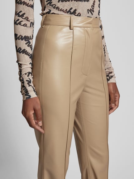 Nanushka Flared fit broek met leerlook Taupe - 3