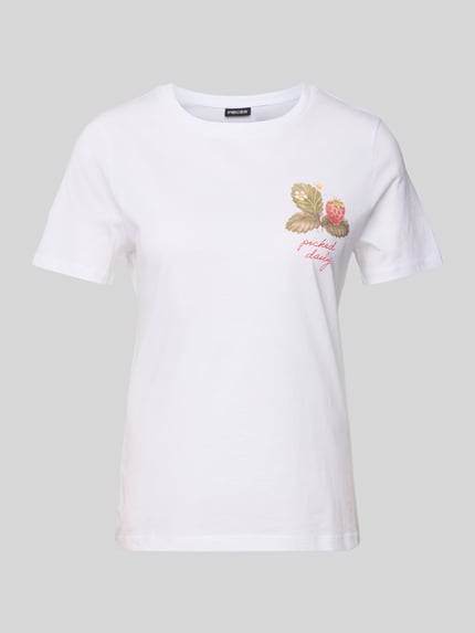PIECES T-shirt o kroju regular fit z czystej bawełny model ‘SUMMER’ Biały 2