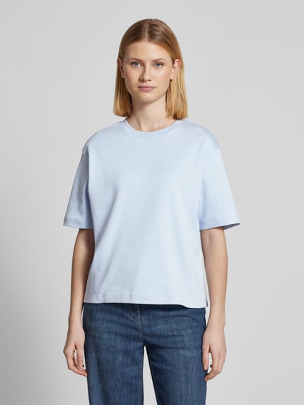 Jake*s Studio Woman T-Shirt mit geripptem Rundhalsausschnitt Hellblau 4