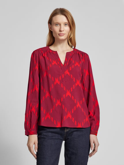 Street One Blouseshirt met V-hals Donkerrood - 4