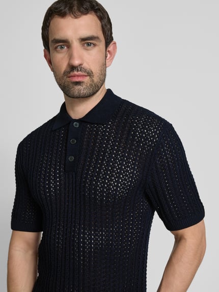 JACK & JONES Premium Poloshirt mit Strukturmuster Modell 'JOEL' Dunkelblau 3