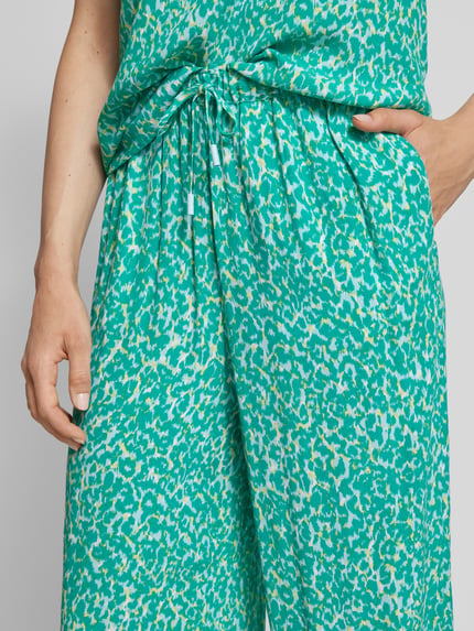 COMMA Flared stoffen broek met all-over motief Turquoise - 3