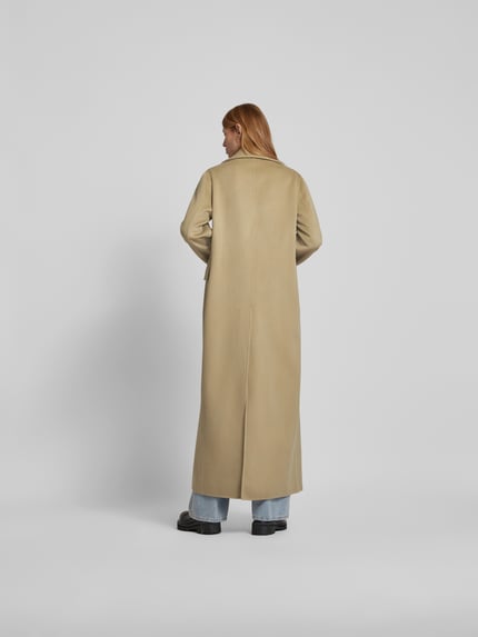 Nanushka lange wollen jas met zijde Olijfgroen - 5