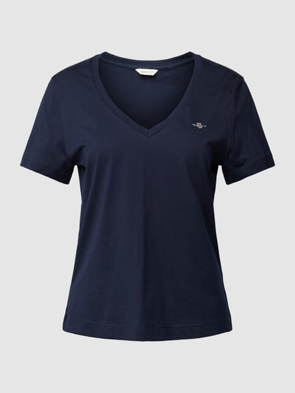 GANT T-Shirt mit geripptem V-Ausschnitt Marine 2