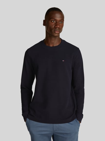 Tommy Hilfiger bluzka z długim rękawem o kroju regular fit z subtelnym detalem z logo Granatowy 4