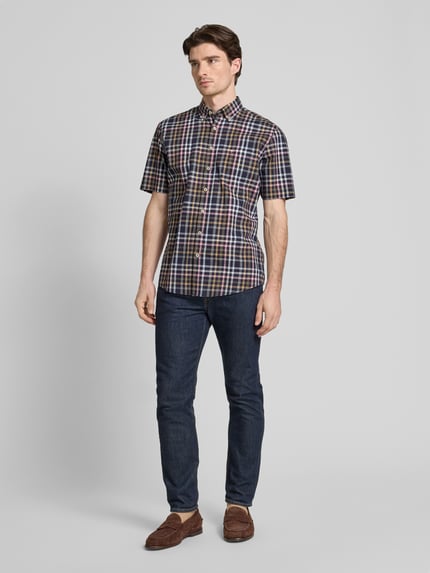 Fynch-Hatton Vrijetijdsoverhemd met knoopsluiting Marineblauw - 1