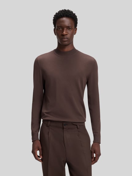 HUGO Regular Fit Pullover aus Viskose-Mix Modell 'San Marc-CV' Dunkelbraun 4