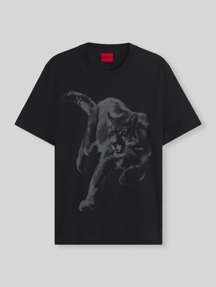 HUGO t-shirt o kroju regular fit z czystej bawełny model 'Daffilo' Czarny 2