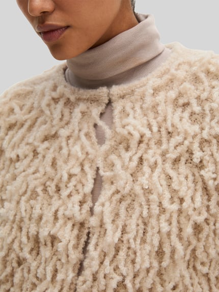 Marc O'Polo Strickjacke aus Wolle Alpaka mit Fransen Stein 3