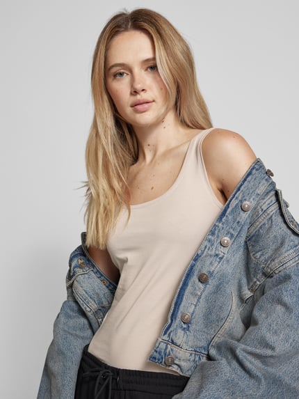 OPUS Tanktop van een mix van katoen en elastaan Beige - 3