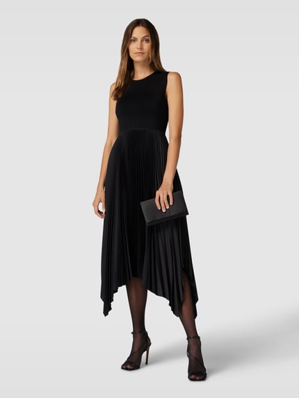 Joseph Midikleid in unifarbenem Design mit Plisseefalten Black 1