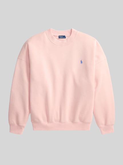 Produktfoto, Regular Fit Sweatshirt aus Baumwoll-Mix von Polo Ralph Lauren in zartem Rosa, unifarben, Logo-Detail, gerippte Abschlüsse.