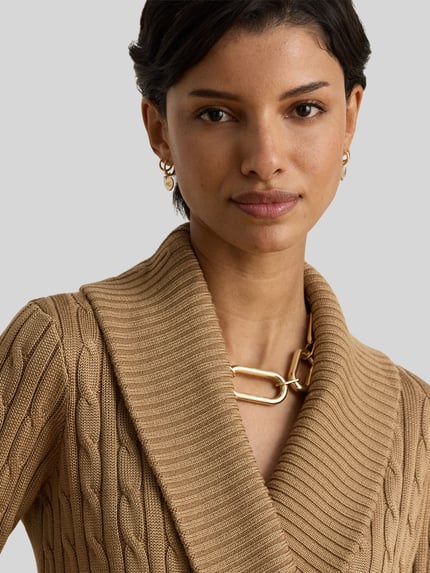 Lauren Ralph Lauren Regular fit pullover van mix van katoen en viscose Camel - 3