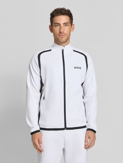 BOSS Green Regular Fit Trainingsjacke mit Kontrastdetails Weiss 4