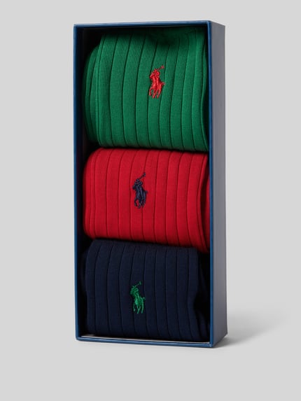 Polo Ralph Lauren Underwear Sokken met labelstitching in een set van 3 paar Marineblauw - 3