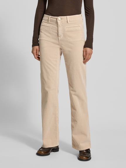 OPUS PANTS Flared fit corduroy broek met klepzakken, model 'Melly' Zand - 4