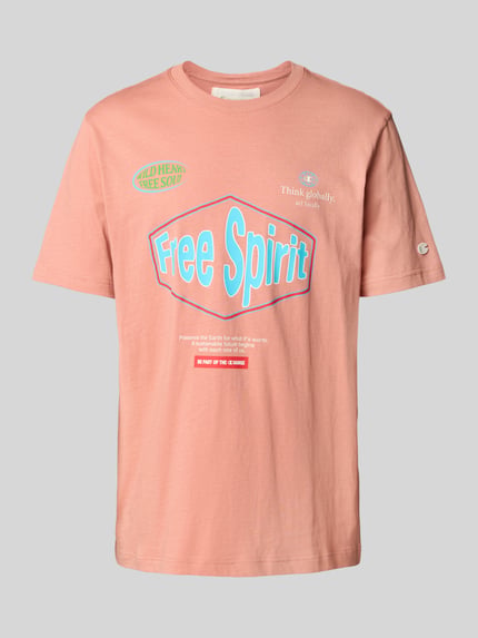Champion T-shirt z detalami z logo Morelowy 2