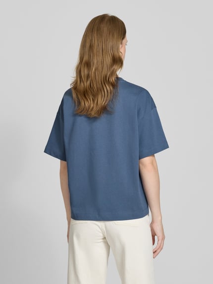 VILA T-shirt met geribde ronde hals, model 'MONIE OFFICE' Rookblauw - 5