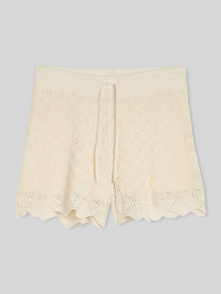 Tom Tailor Denim Regular Fit Shorts aus Baumwoll-Mix in Lochstrick Ecru 2