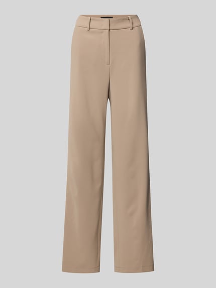 Produktfoto, Stoffhose mit Gesäßtaschen Modell 'AMELIE' von Cambio, Damen Stoffhose im Material-Mix, gerader Schnitt, Bundfalten, beige Farbe