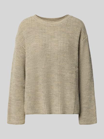 American Vintage Sweter z dzianiny z okrągłym dekoltem model ‘CRASHWAY’ Średnioszary 2