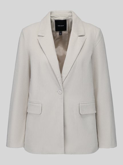 Produktfoto, cremefarbener Loose Fit Longblazer mit steigendem Reverskragen Modell 'NORA' von VERO MODA, Damen Longblazer, feine Struktur