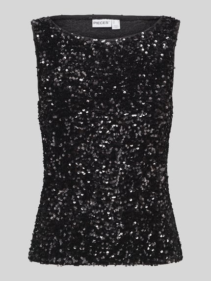 PIECES Blusentop mit Paillettenbesatz Black 2
