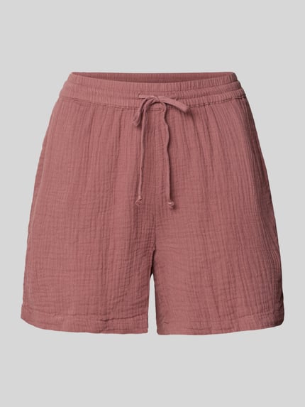 Produktfoto, Relaxed Fit Shorts aus reiner Baumwolle Modell 'THYRA' von Only, Optik: Unifarben, Crêpe-Textur, elastischer Bund, seitliche Eingrifftaschen
