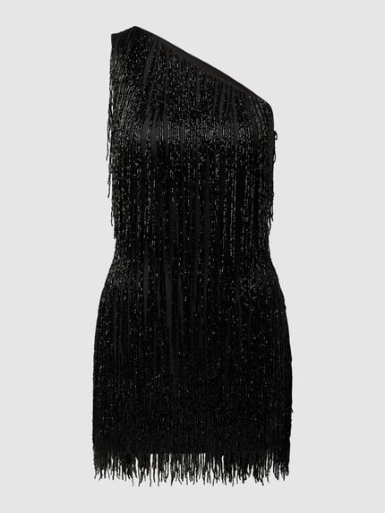 Lace & Beads Mini-jurk met one shoulder-band Zwart - 2