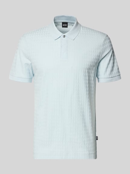 Produktfoto, lichtblauw regular fit poloshirt uit puur katoen met structuurpatroon Regular Fit Poloshirt aus reiner Baumwolle Modell 'H-PARLEY 321' van BOSS, heren